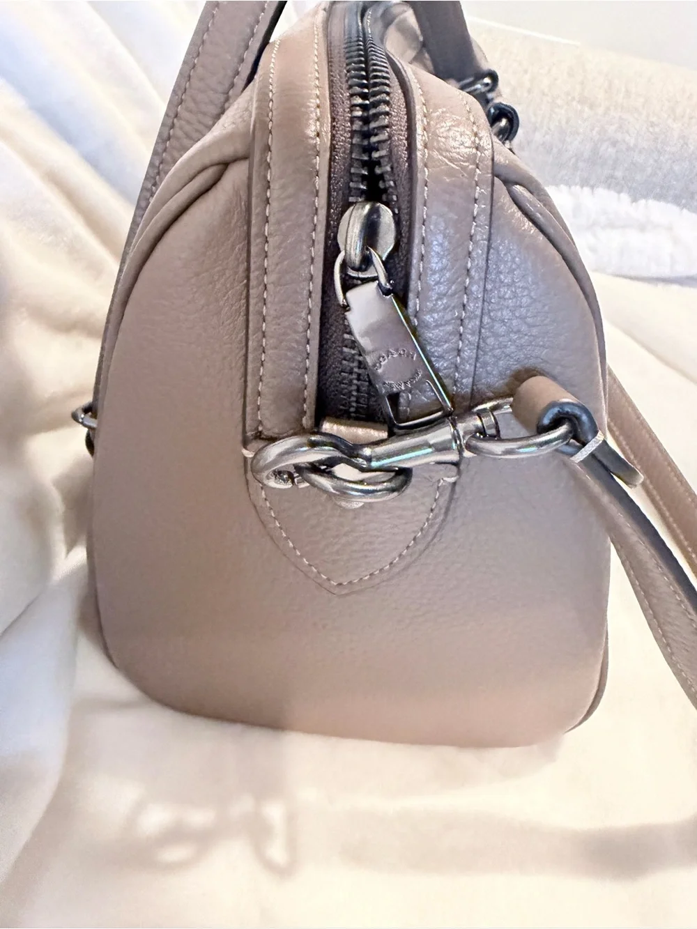 Coach Taupe Pebbled Leather Satchel